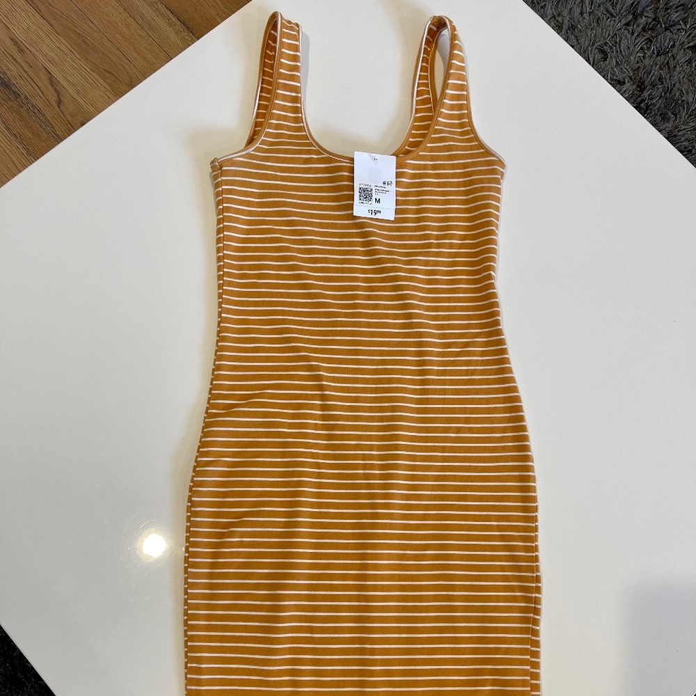 Forever 21 Burnt Orange Striped Maxi Bodycon Dress